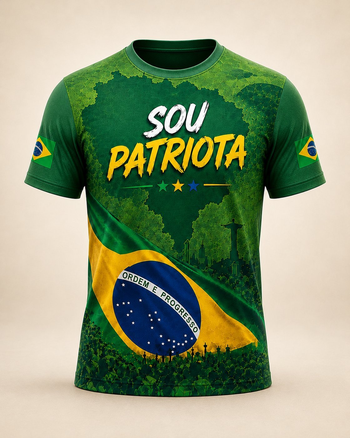 Camiseta Sou Patriota manga curta, cor verde